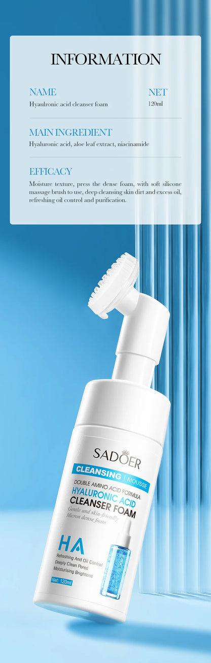 SAODER Q10 & Vitamin C Facial Cleanser — Moisturizing Brightening Face Wash Foam for Gentle Skin Cleansing