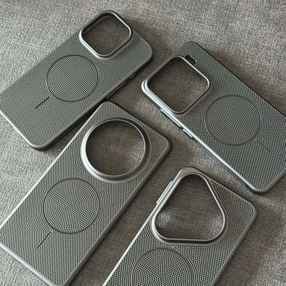 Metallic Heat Dissipation Mesh Phone Case - MagSafe Magnetic Hard Thin Cover for iPhone 11-17 Series