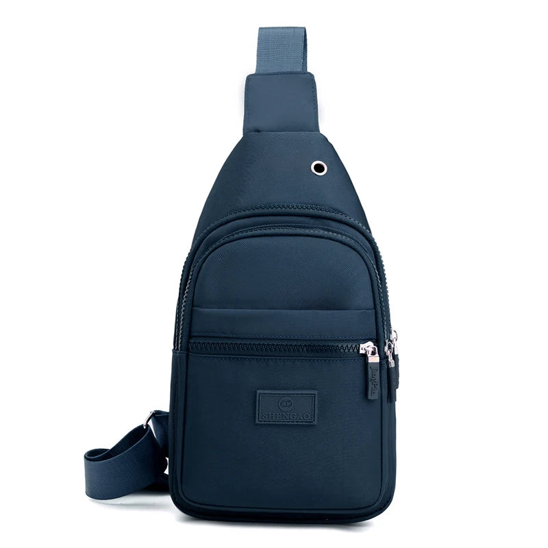 Women's Pure Color Nylon Chest Bag – Casual Shoulder & Crossbody Bag, Fashionable High-Quality Female Bag