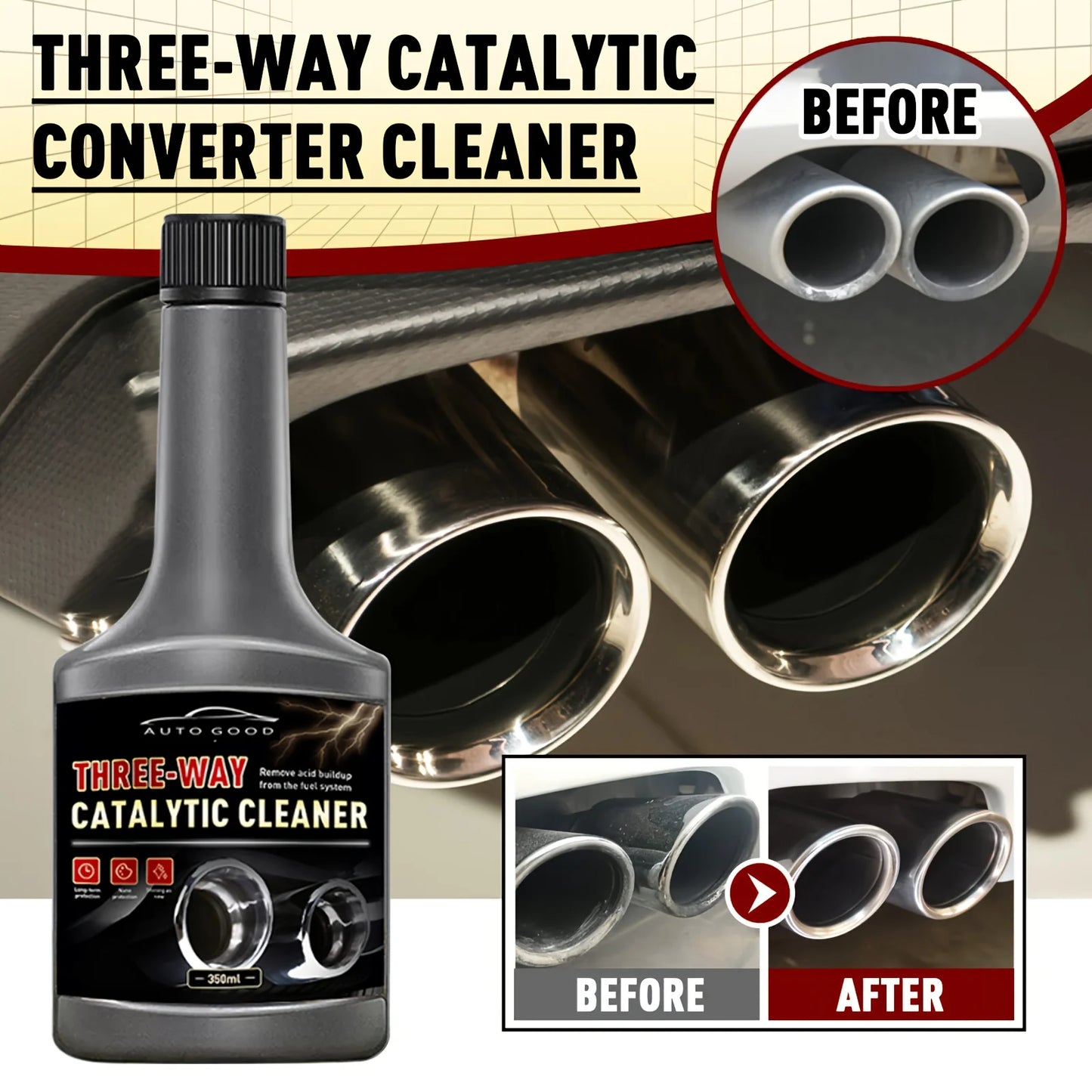 350ml Car Three-Way Catalytic Cleaner | Engine Cleaner for Exhaust Gas, Carbon Deposit Removal