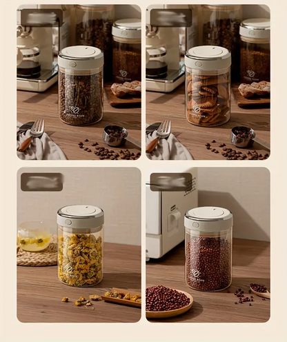 500/1100/1700ml Glass Coffee Bean Storage Jars — Vacuum Sealed, Airtight & Moisture-Proof Container with CO2 Valve for Kitchen