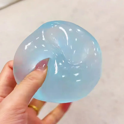 Blue Maltose Squishy Toy – Cute Mochi Anti-Stress Fidget Ball, Soft Transparent Quick-Rebound Decompression Toy