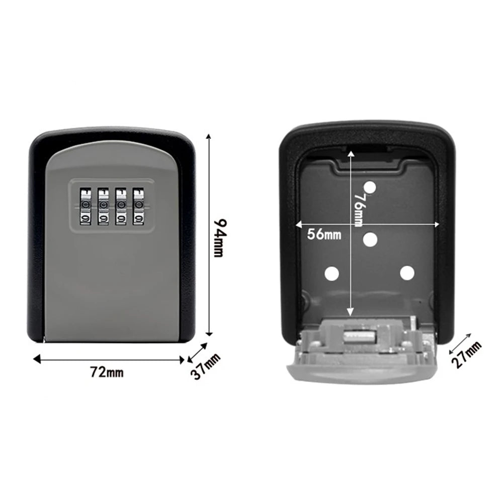 Mini Key Lock Box – Wall Mounted Alloy Safe Organizer with 4-Digit Combination for Indoor & Outdoor Security Storage