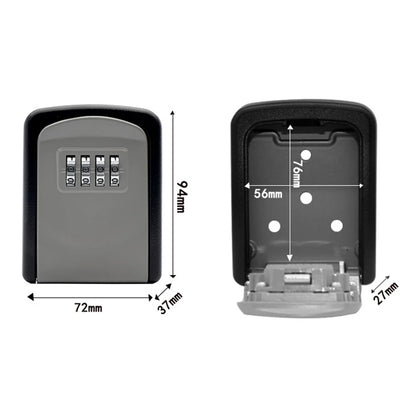 Mini Key Lock Box – Wall Mounted Alloy Safe Organizer with 4-Digit Combination for Indoor & Outdoor Security Storage
