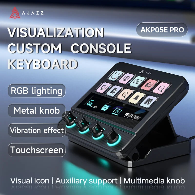 Ajazz AKP05 Pro Touch Bar Keyboard – Dynamic Backlit Keys, Vibration Feedback, Multi-Functional Desktop Assistant
