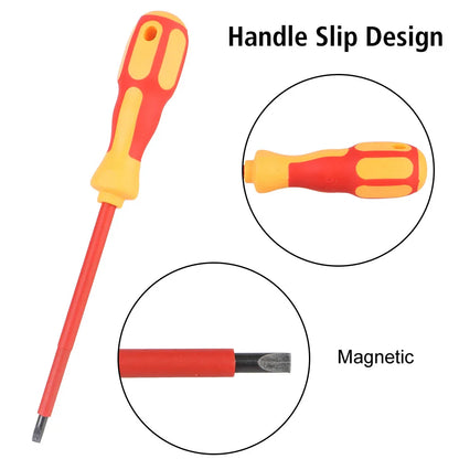 Magnetic Insulated Screwdriver Set – Phillips & Slotted Bits, Multifunctional Hand Tools for Electricians