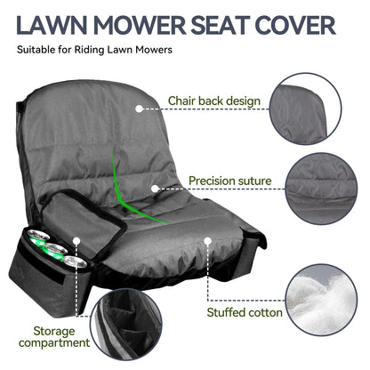 Riding Mower Seat Cover with Storage Pockets, 600D Oxford Tractor Seat Protector Universal Fit for Most Lawn Mowers