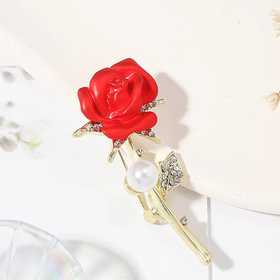 Luxury Tulip Flower Brooch Pin with White Stone – Elegant Rose Floral Jewelry for Women (2023 Design)