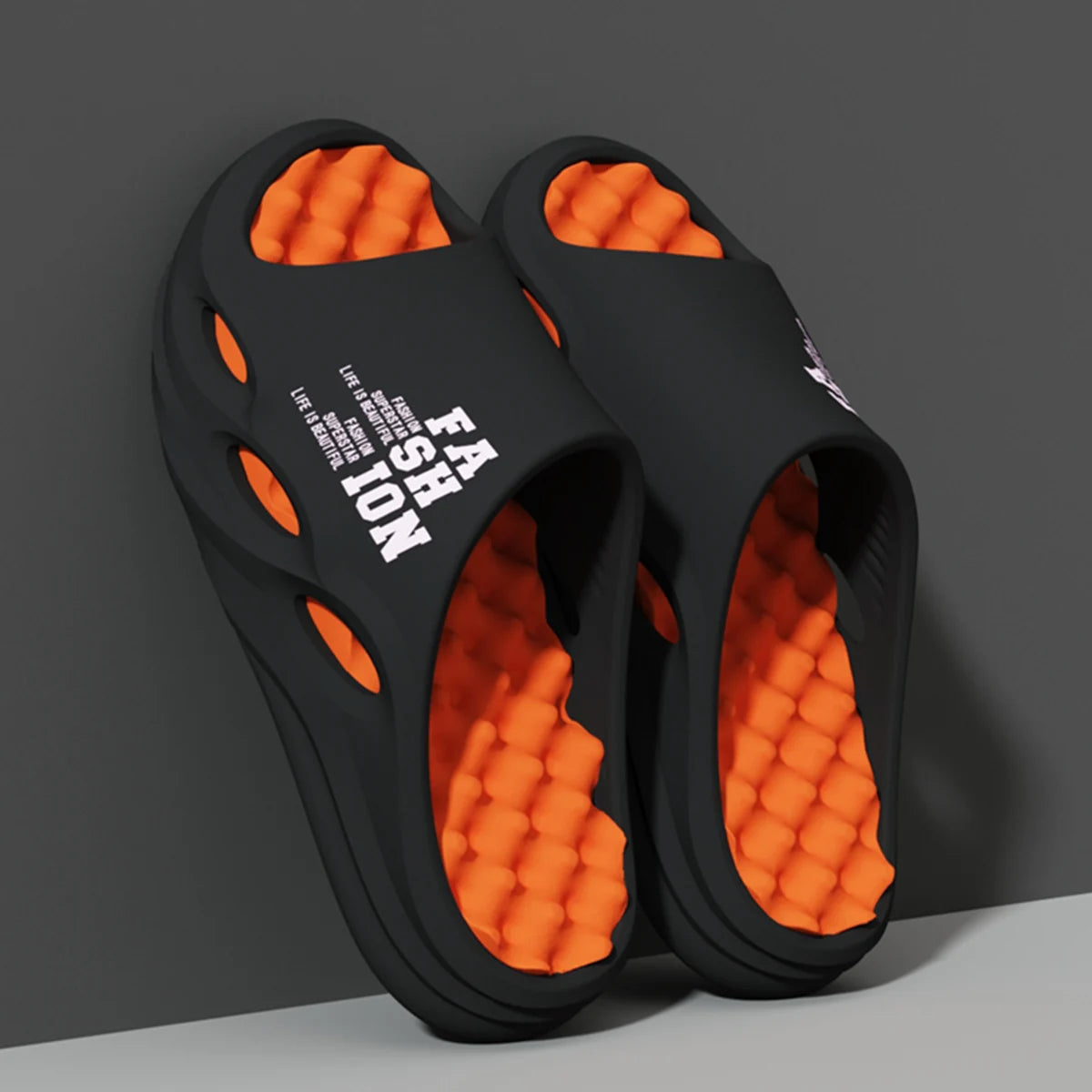 Men’s Fashion Massage Slippers – Indoor & Outdoor Summer Sandals, Thick Sole Non-Slip Flip Flop Slides