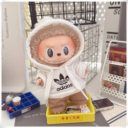 15/17cm Labubu V1 V2 Doll Clothing Set – Fashion Hoodie & Pants, Korean Idol Style DIY Accessories Toy Gift