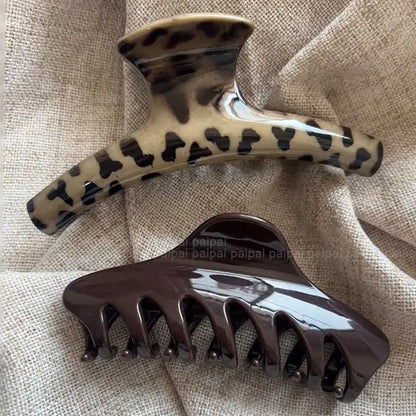 Large Acrylic Dragon Bone Hair Clip - French-Style Polka Dot Shark Hair Claw for Women