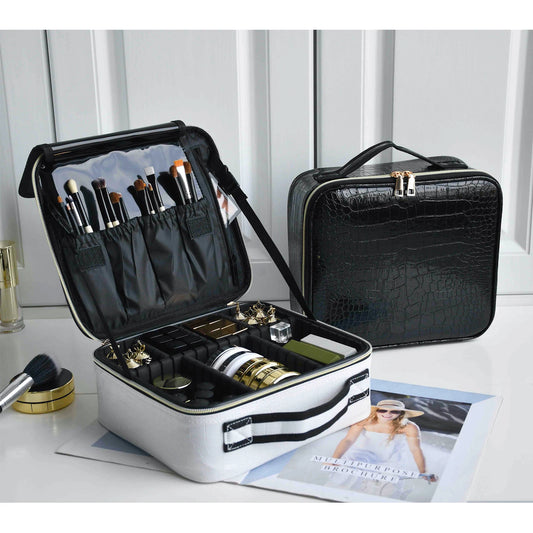 New PU Leather Cosmetic Bag for Women – Multi-Functional Portable Travel Makeup Storage Case