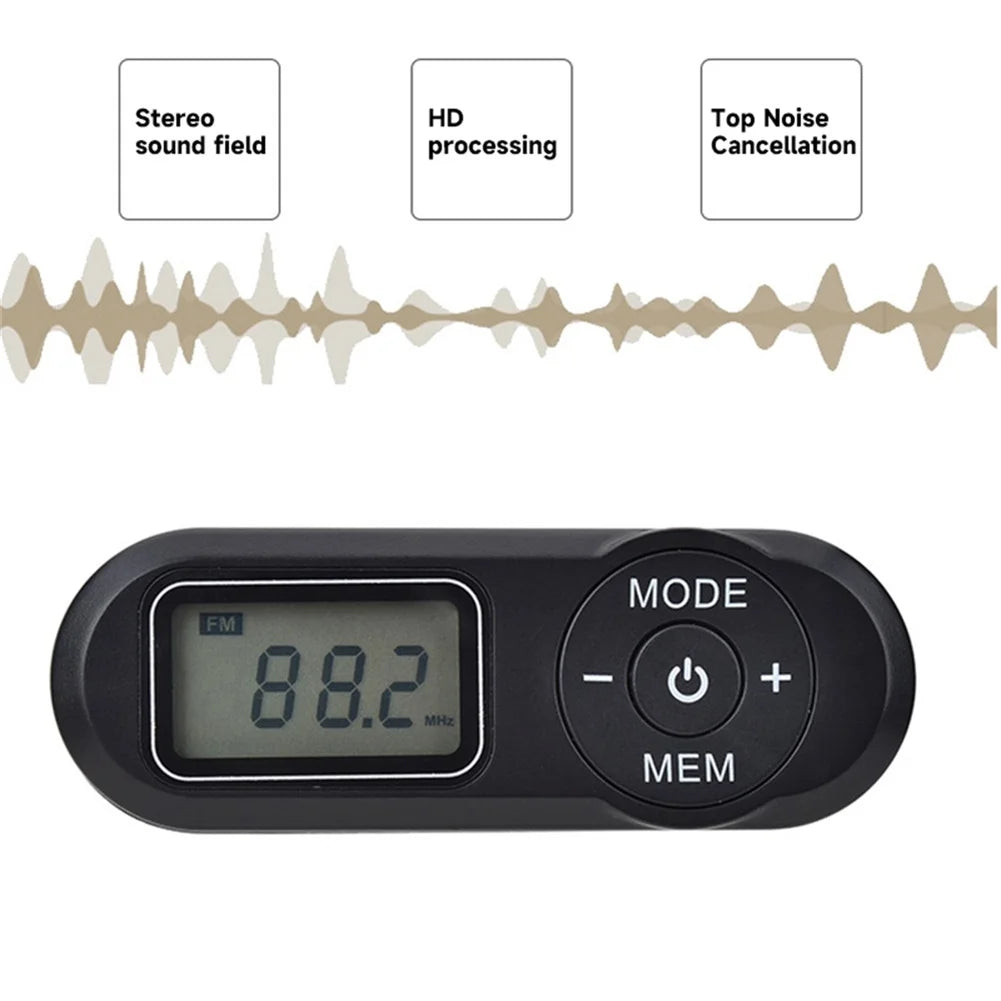 Pocket FM Radio – Portable Sports Receiver 64-108MHz with LCD Display, 3.5mm Earphones & Neck Lanyard
