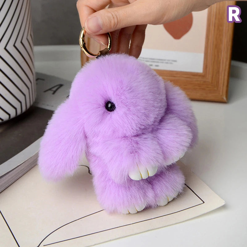 15cm Rabbit Fur Keychain – Fluffy Bunny Pendant for Women’s Bags, Car Keys & Decorative Accessories Gift