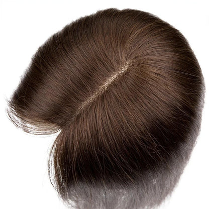 Silk Top Base Clip-In Hair Topper for Women – Real Human Hair Extension, Thin & Breathable Hairpiece