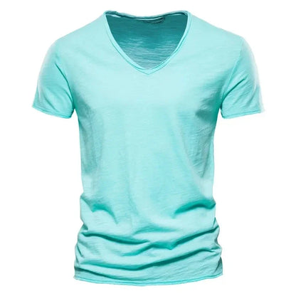 100% Cotton Men’s V-Neck T-Shirt – Lightweight Short Sleeve Fitness Tee, Breathable Fashion Top for Men (Sizes S–5XL)