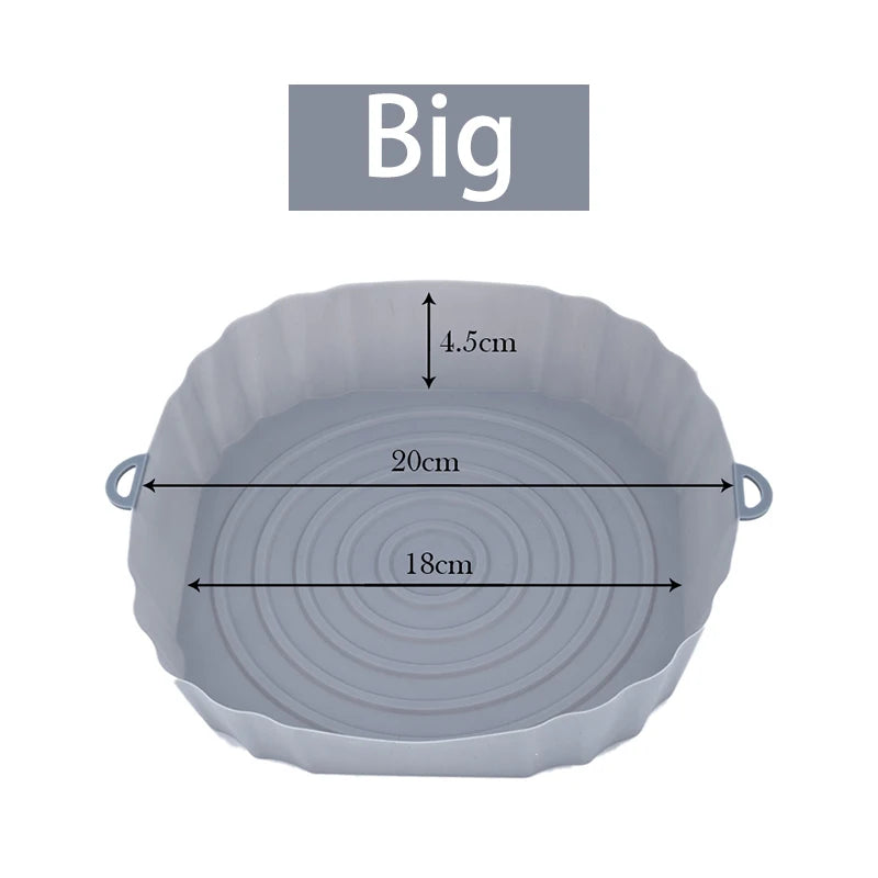 Reusable Air Fryer Silicone Pot & Baking Tray – 1/2/3PCS Basket for Pizza, Fried Chicken, Grill & Kitchen Use