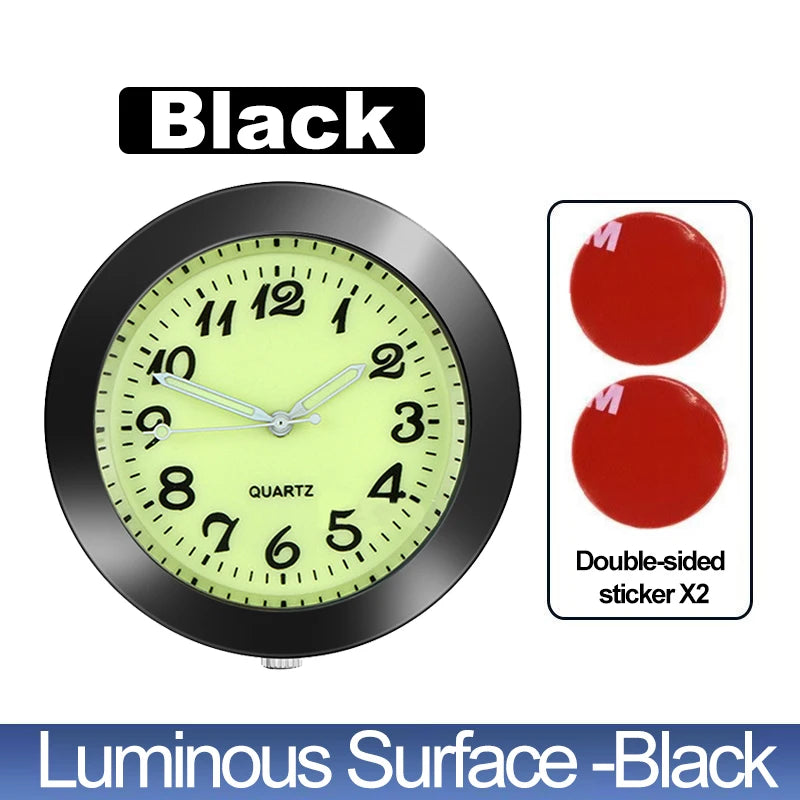 Luminous Stick-On Car Clock – Mini Quartz Digital Dashboard Watch, Glow-in-the-Dark Auto Interior Time Ornament & Car Accessory Gift