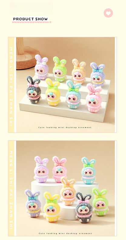 9pcs Babythree Dimoo Anime Flocked Action Figures Decorative Pendant Kawaii Desktop Dolls Toy Gifts