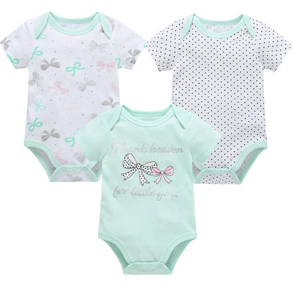 3/6PCS Baby Cotton Bodysuits – Short Sleeve Onesies for Newborns & Toddlers 0-12 Months, Boys & Girls