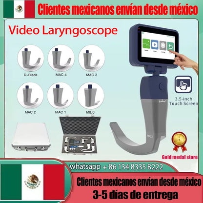 3.5-Inch Touch Screen Video Laryngoscope with Reusable Sterilizable Blades – Digital Laryngoscope, Mexico Warehouse Delivery