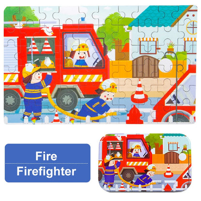 60-Piece Jigsaw Puzzle Set — Cartoon Animals & Vehicles Montessori Educational Toys for Kids, Perfect Christmas Gifts