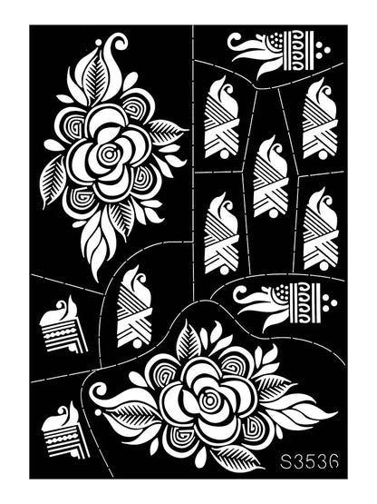 Reusable Henna Stencil Templates for Hand & Body – Floral Tattoo Stencils for Women, Weddings & Festivals Body Art Makeup Tools