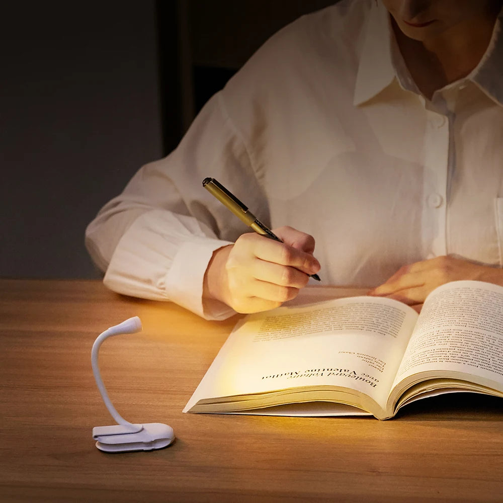 Mini Book Light - Portable Clip-On Night Light with USB Charging, Dimmable LED for Bedroom, Eye Protection, and Camping - 360° Flip Clip Book Lamp