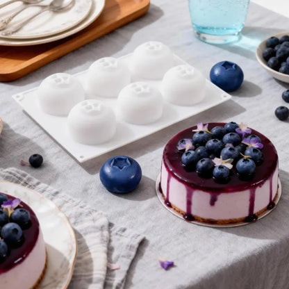 Blueberry Mousse Cake Silicone Mold – 1/6-Cavity Fruit-Shaped Baking Mold for Chocolate, Pudding, and Desserts