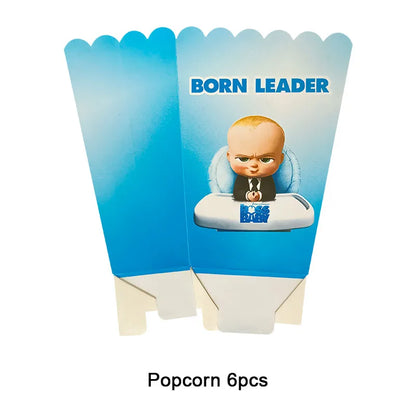 Cartoon Boss Baby Birthday Party Set - Disposable Tableware, Backdrop & Balloons for Kids Baby Shower Decor
