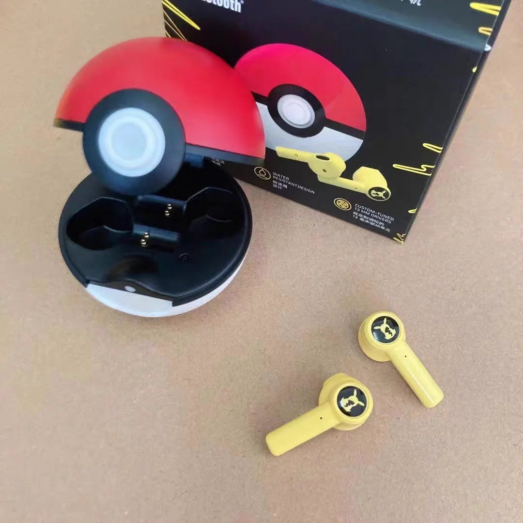 Pokémon Pikachu Wireless Bluetooth 5.0 Earphones – Noise Reduction Sport Headphones with Touch Control & Mic, Universal Gift