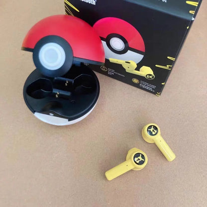 Pokémon Pikachu Wireless Bluetooth 5.0 Earphones – Noise Reduction Sport Headphones with Touch Control & Mic, Universal Gift