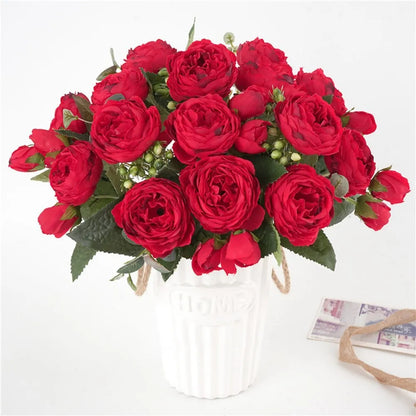30CM Silk Peony Fake Roses – Artificial Flowers for Affordable New Year's and Christmas Decorations, Perfect for Home, Weddings, and Bridal Bouquets