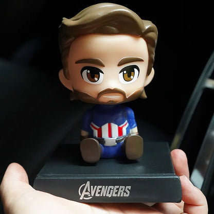 10cm Shaking Head Dolls – Spider-Man, Iron Man, Hulk & Deadpool Car Decorations & Mobile Phone Bracket Gifts