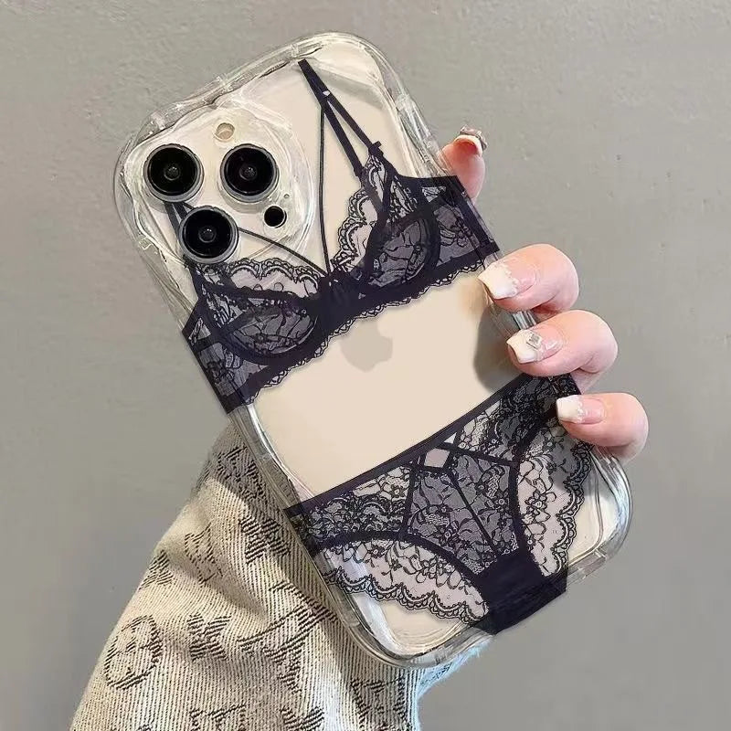 Lace Pattern iPhone Case - Transparent Protective Cover for iPhone 11–16 Series
