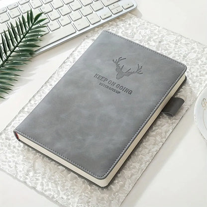 A5 Thickened Deer Head Notebook – Business PU Soft Leather Notepad with Horizontal Lines, School & Office Stationery Supplies