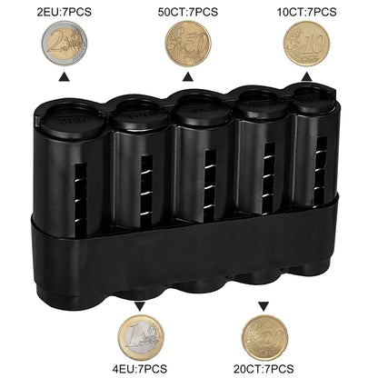 Car Coin Storage Purse – Euro Coin Bank Holder, Plastic Wallet & Cash Organizer Box for Savings