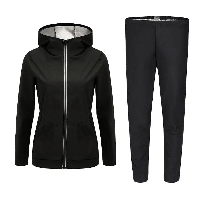 Women's Plus Size Sauna Suit — Gym Clothing Set for Weight Loss, Sweating & Slimming Activewear Tracksuit