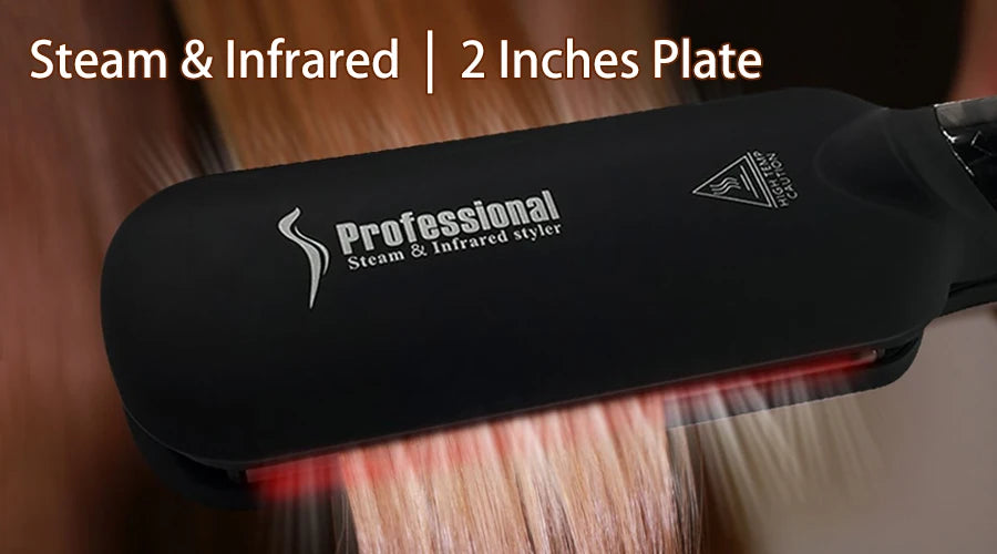 Professional Steam Hair Straightener – Ceramic Vapor Flat Iron, 450℉ Heat with Argan Oil Treatment for Hair Care
