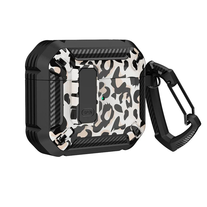 Carbon Fiber Shockproof Case for AirPods Pro 1/2 & AirPods 3 – Protective Headset Cover with Switch