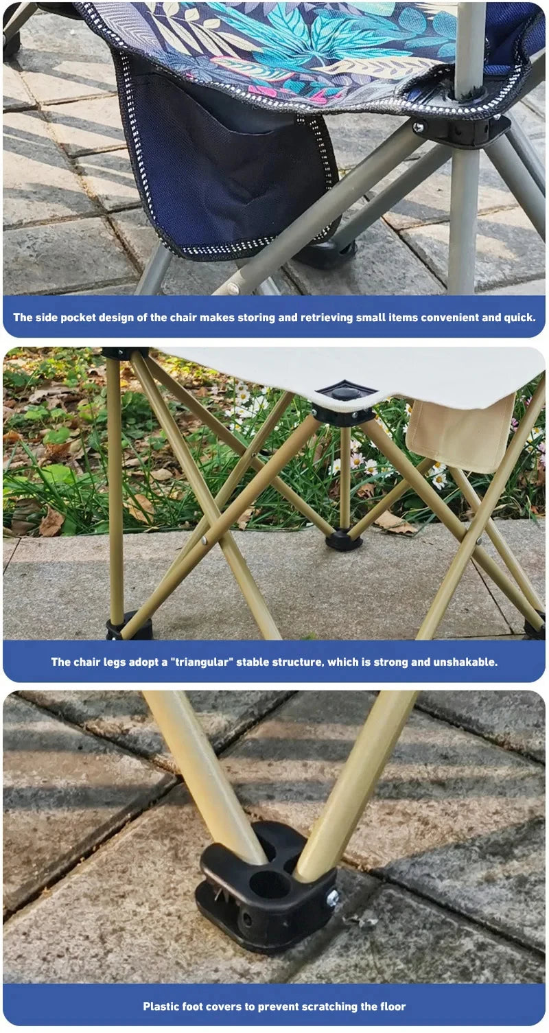 Outdoor Folding Chairs – Metal Camping & Fishing Chairs, Portable Hiking, Picnic, Beach, and Moon Sketching Stools for Tourists