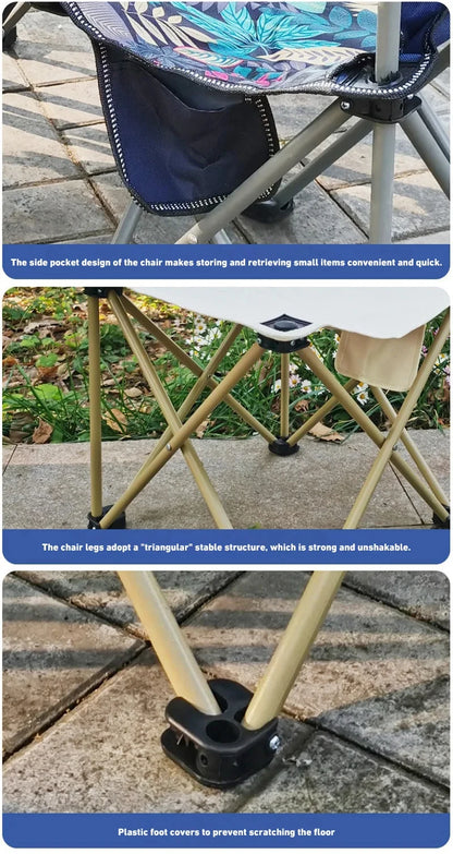 Outdoor Folding Chairs – Metal Camping & Fishing Chairs, Portable Hiking, Picnic, Beach, and Moon Sketching Stools for Tourists