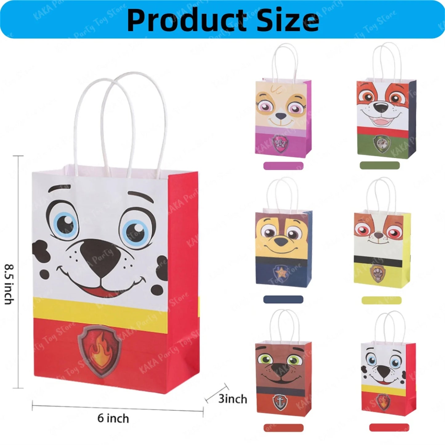 6/12Pcs PAW Patrol Party Gift Bags – Kids Birthday, Halloween & Christmas Candy Paper Bags – Baby Shower & Party Decoration Supplies for Boys & Girls