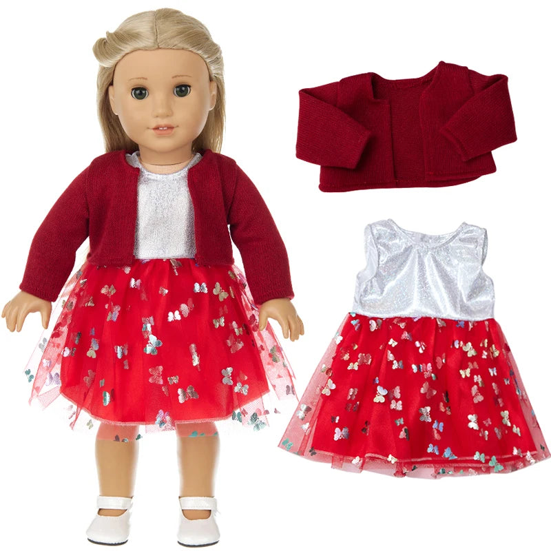 18-Inch Girl Doll Clothes – Pink Coat & Office Dress Outfit, Baby Girl Doll Gift Toy