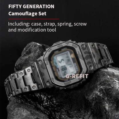 G-Refit V6.0 DW5600 Metal Bezel Kit - Stainless Steel Watch Band Strap & Case Accessories with Tools for GWB5600/GWM5610