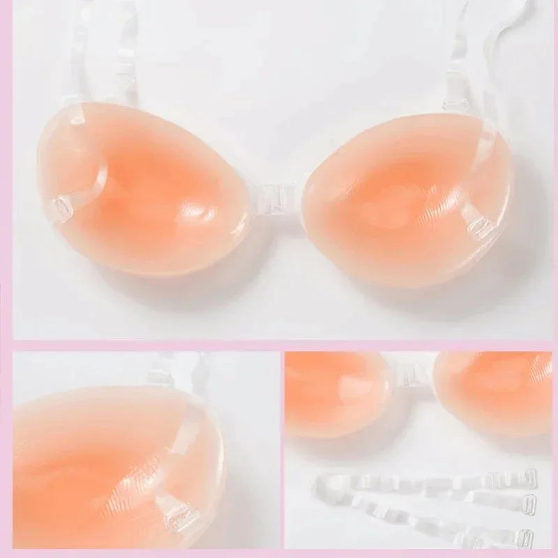 Silicone Invisible Push-Up Bra – Backless Strapless Breast Enhancer, Sticky Adhesive for Women, Perfect for Wedding & Bikini
