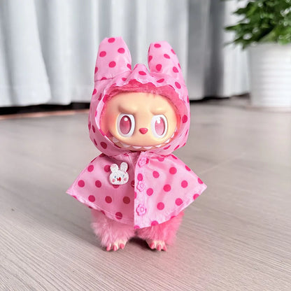 17CM Labubu Monster Doll Clothes – DIY Colorful Raincoat Outfit with Cute Candy Dots, Kids’ Gift Accessories