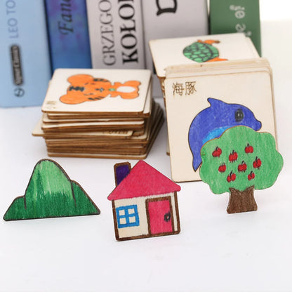20pcs Montessori Wooden Drawing Toys – DIY Painting Template Stencils, Educational Learning Gift for Children