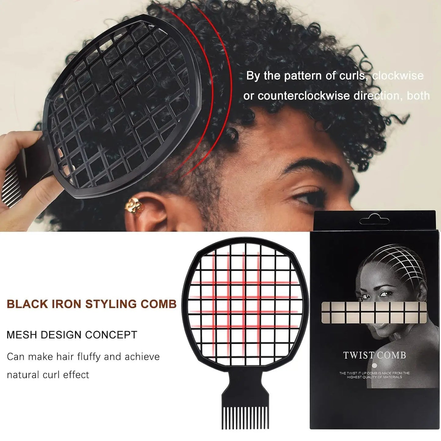 Men's Barber Hair Braider Set – Twist Sponge Gloves & Fork Comb for African Hair Styling & Salon Tools