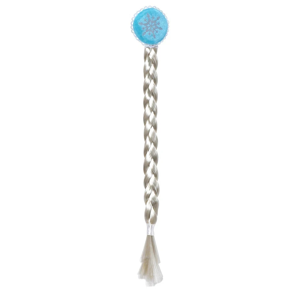 Girls Elsa Cosplay Headband - Snowflake Crown & Braid Hair Accessory, Princess Bow Hair Ornament